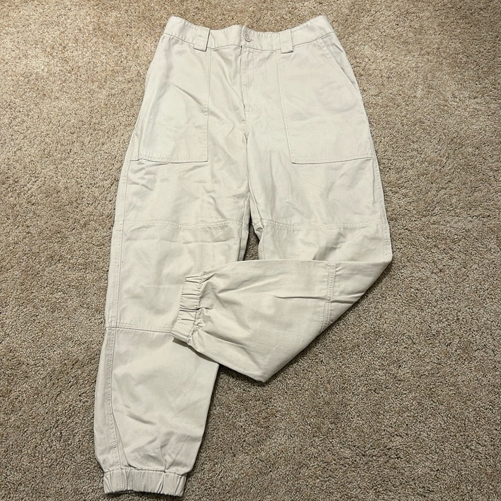 TNA Aritzia Tan High Rise Cargo Jogger Casual Pants Size Large